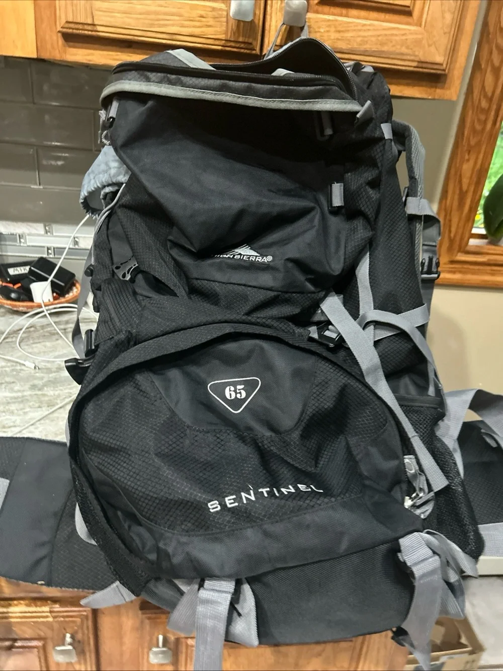 High Sierra Sentinel 65L Hiking Backpack Waterproof Nylon Hip Belt Ergo Fit.